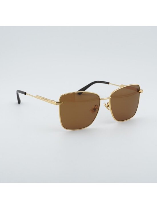 Bottega Veneta BV1237S 002 Sunglasses Gold Square Frame, Brown Lenses main image 6